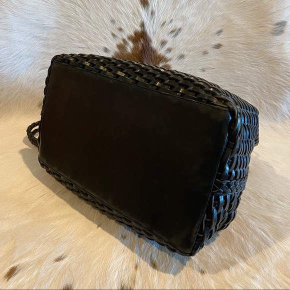 Vintage GEM Eberle Leather Woven Bucket Shoulder Bag - Picture 4 of 8